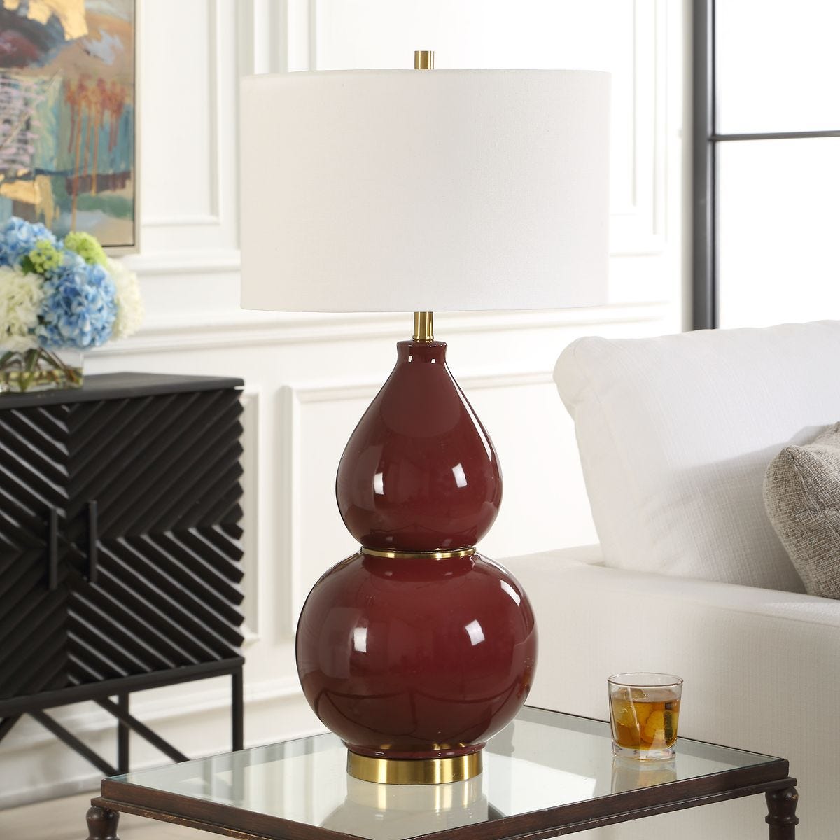 Gourd Table Lamp, Burgundy view 3