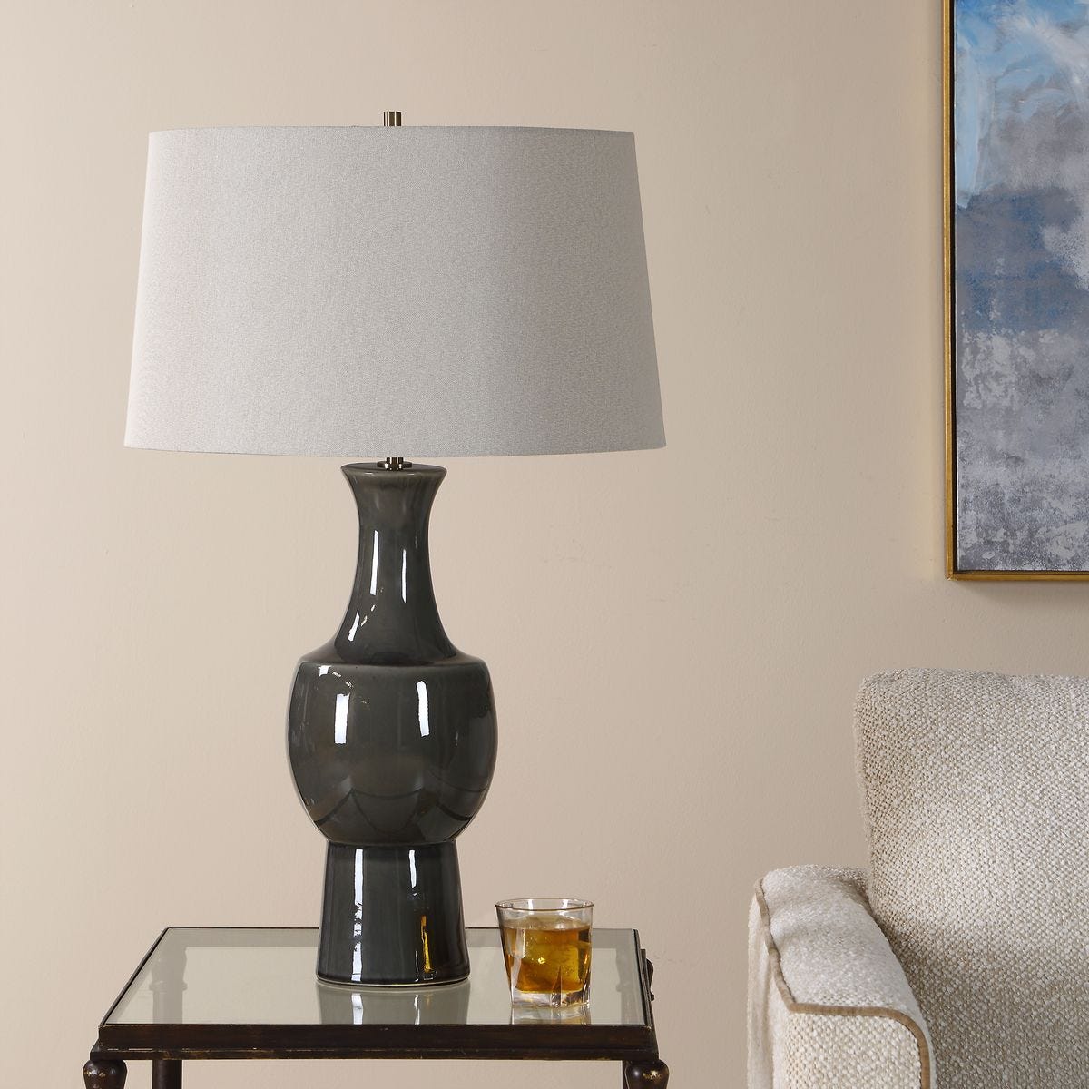 Tennille Table Lamp, Gray view 3