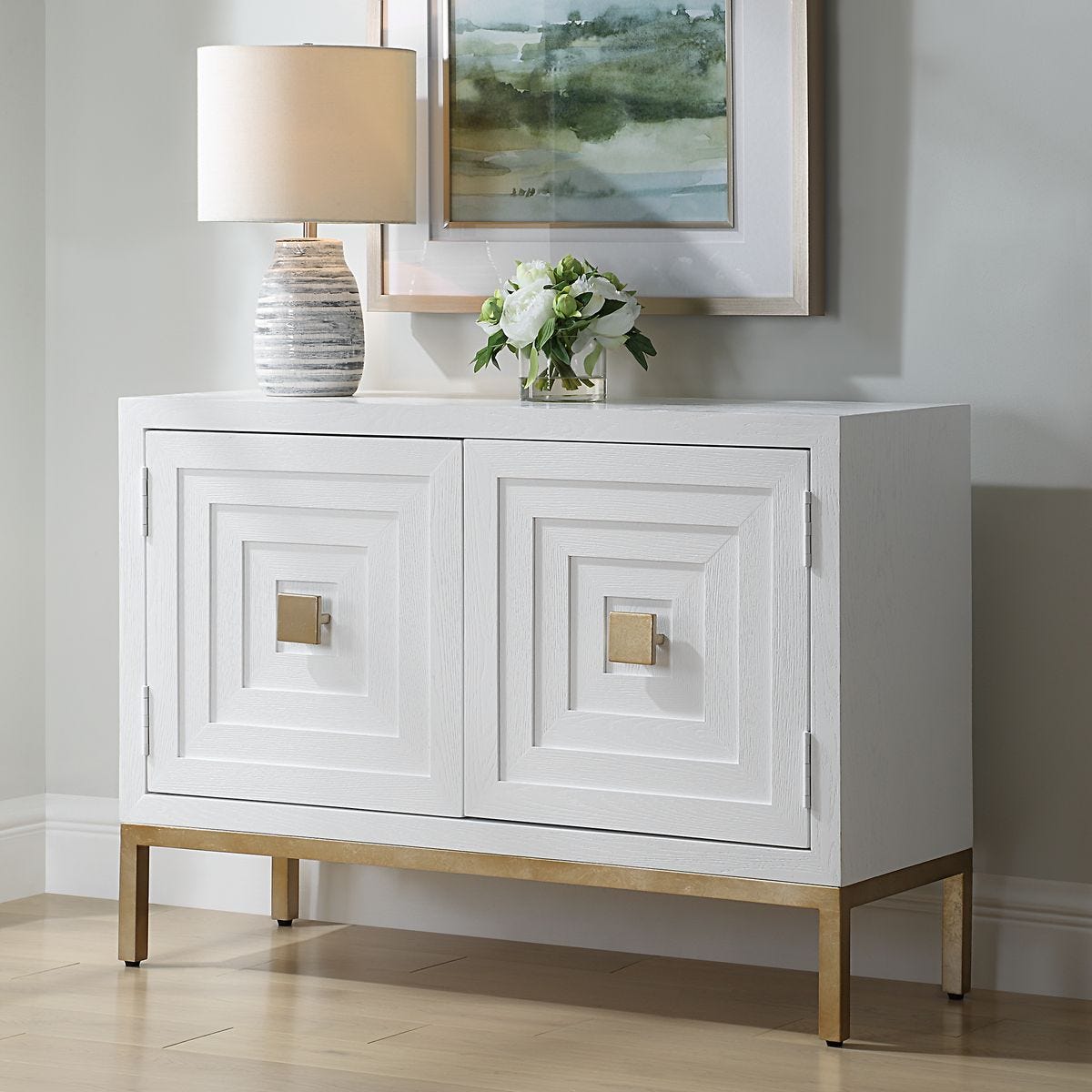Aiken 2 Door Cabinet, White - Uttermost