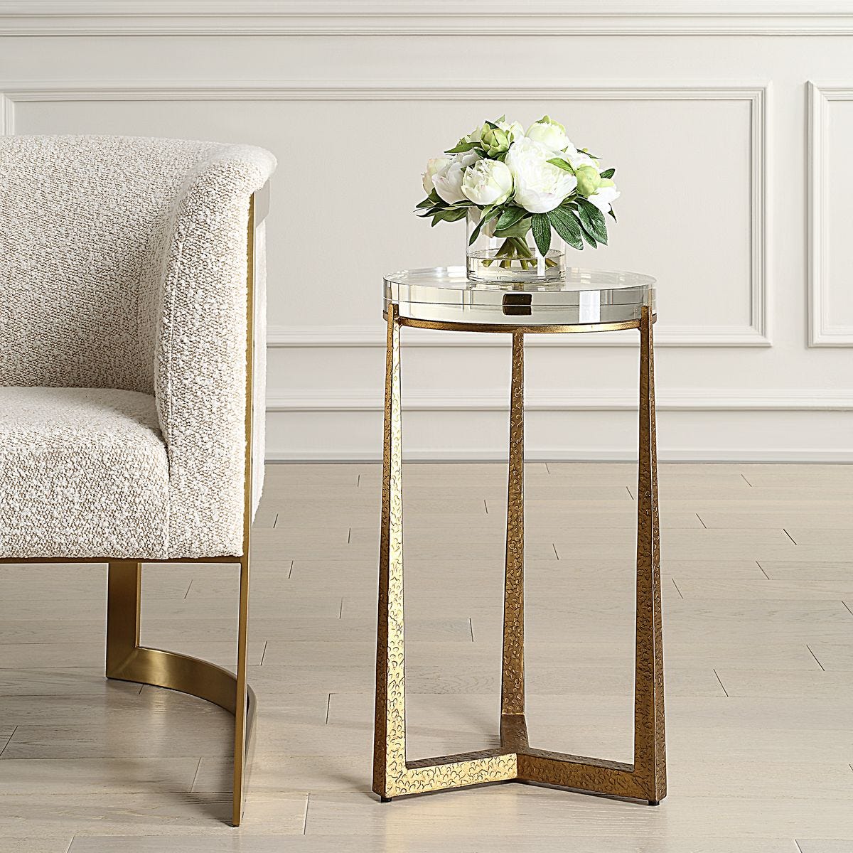 Midas Round Accent Table, Gold