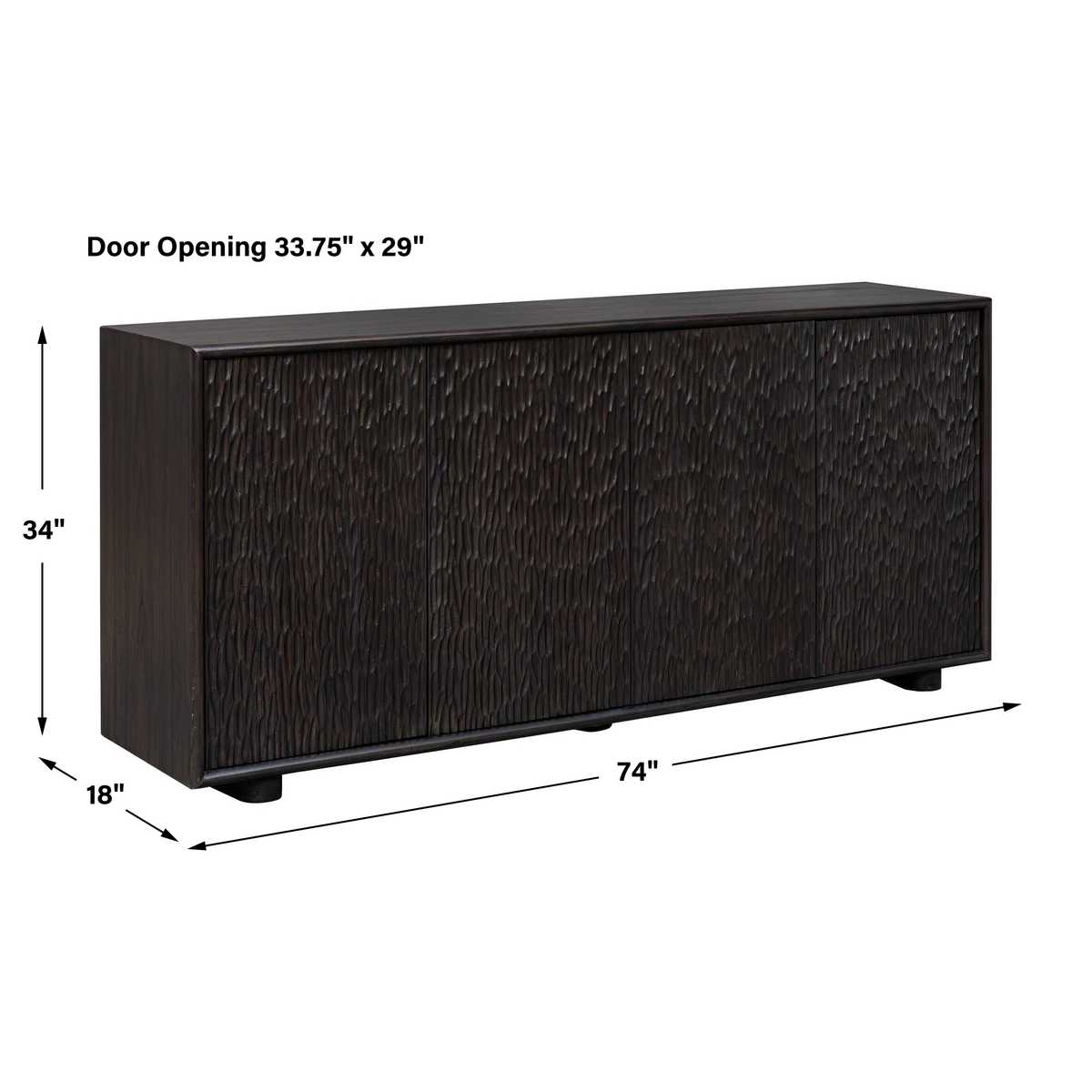 Stevenson 4 Door Cabinet, Ebony - Uttermost