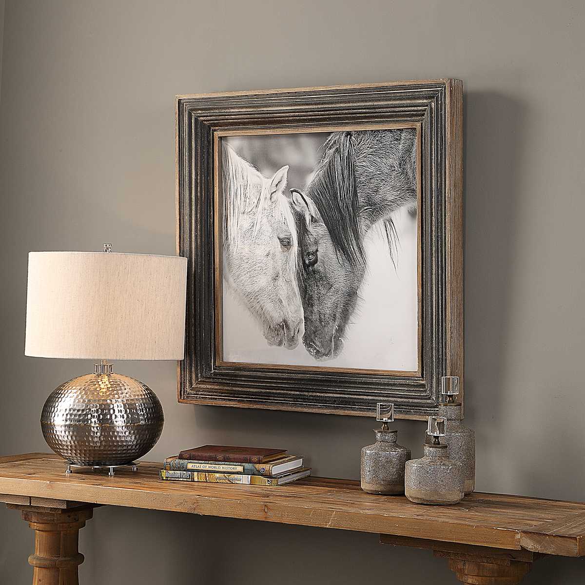Custom Black and White Horses Framed Print - Uttermost