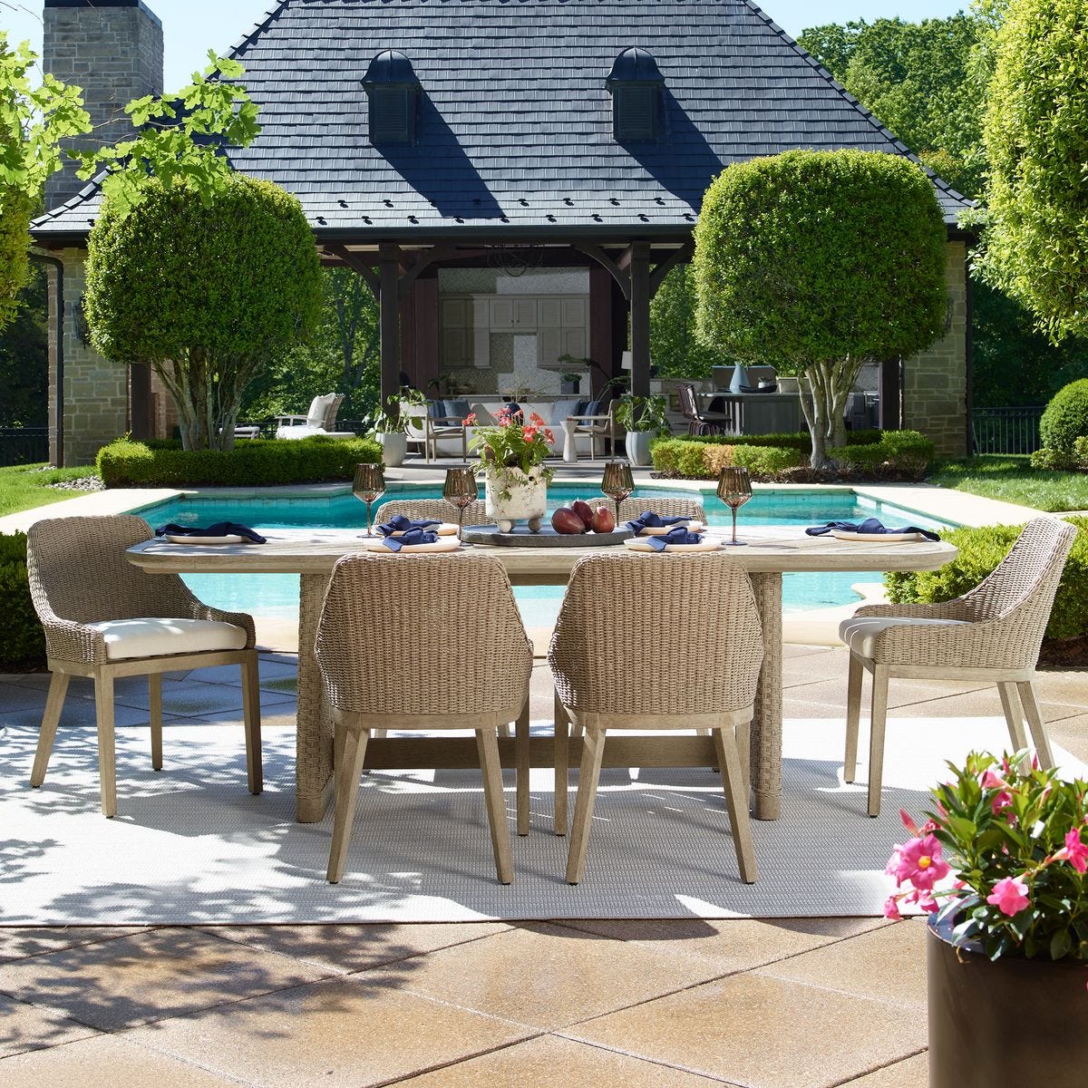Harbor Herringbone Indoor-Outdoor Dining Table, 2 CARTONS view 3