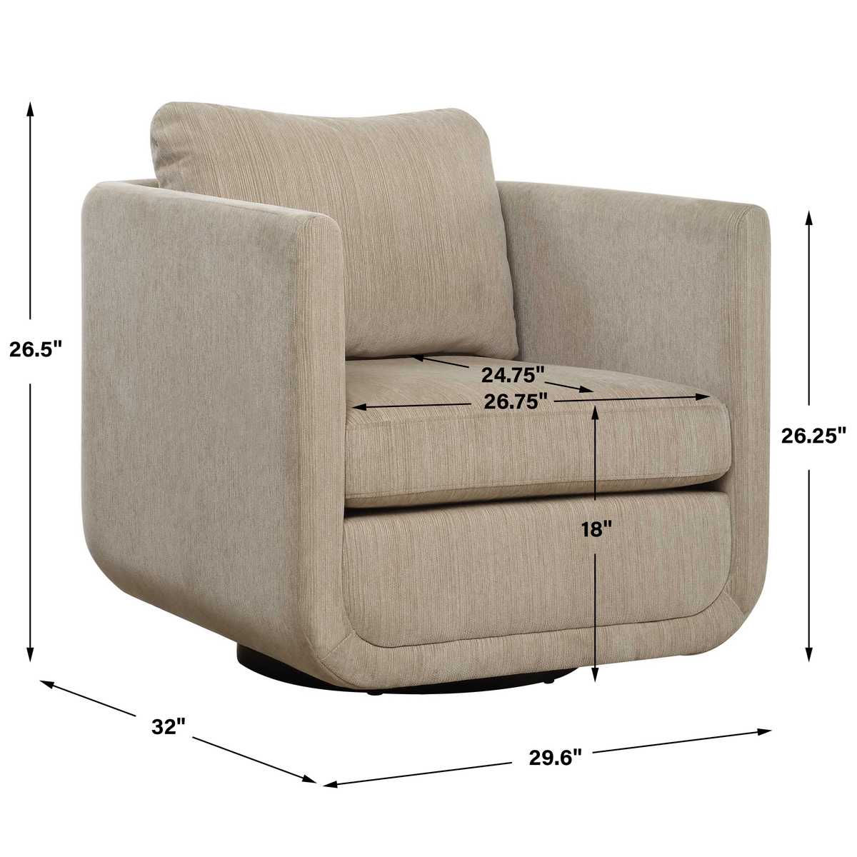 Abound Swivel Chair, Porcelain - Uttermost