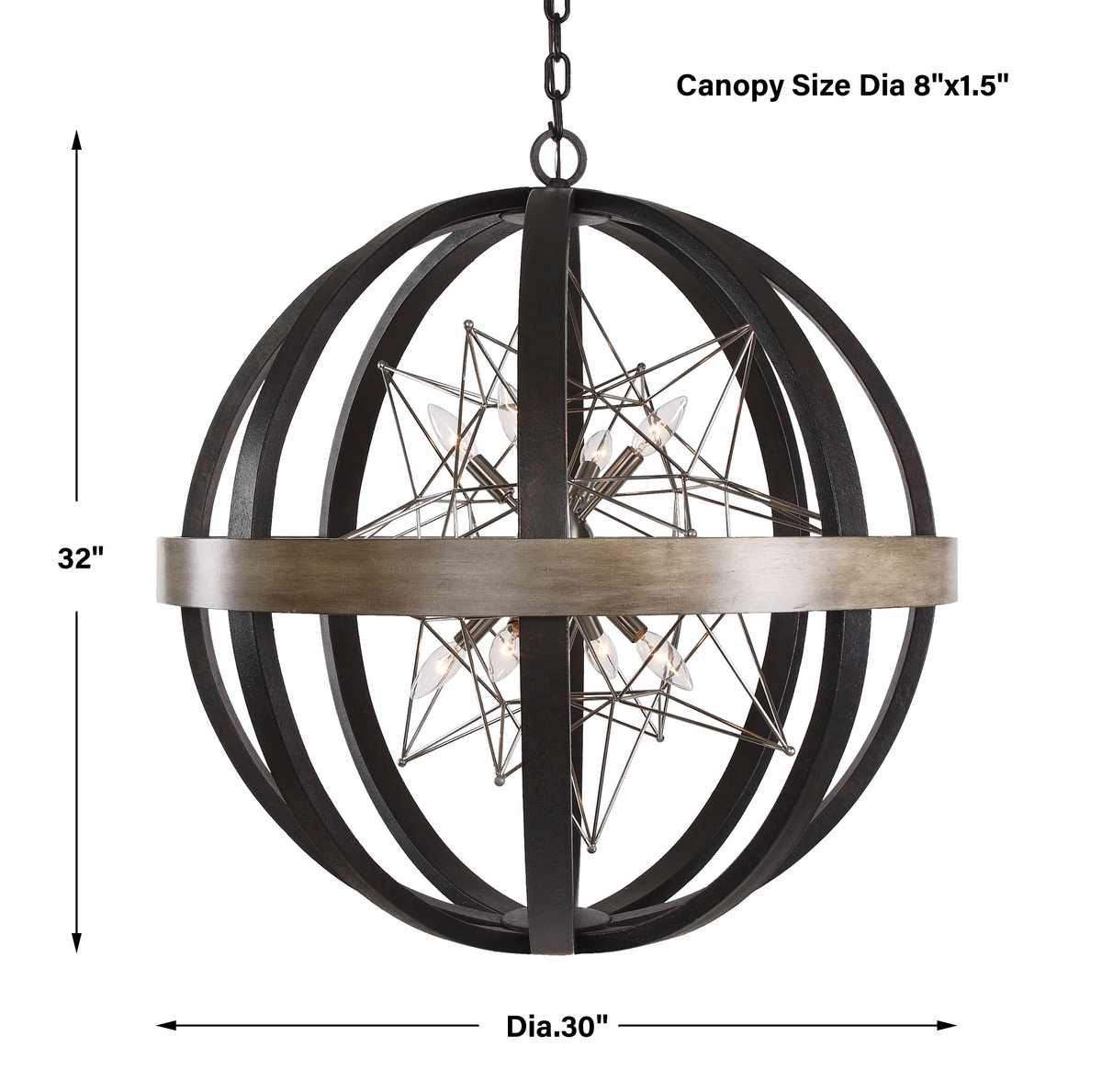 Polaris, 8 Lt Chandelier - Large - Uttermost