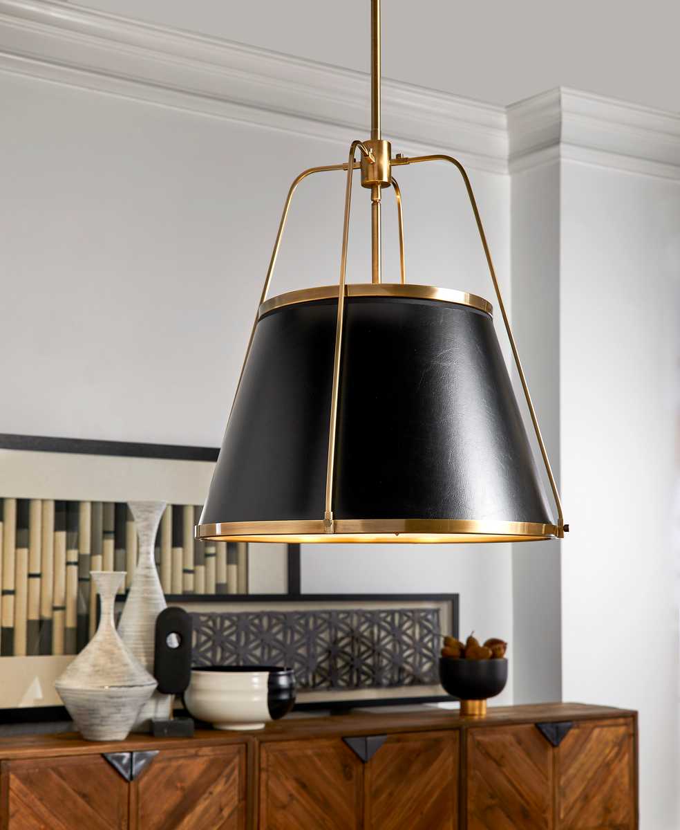 Leather Classic, 4 Lt Pendant - Black - Uttermost