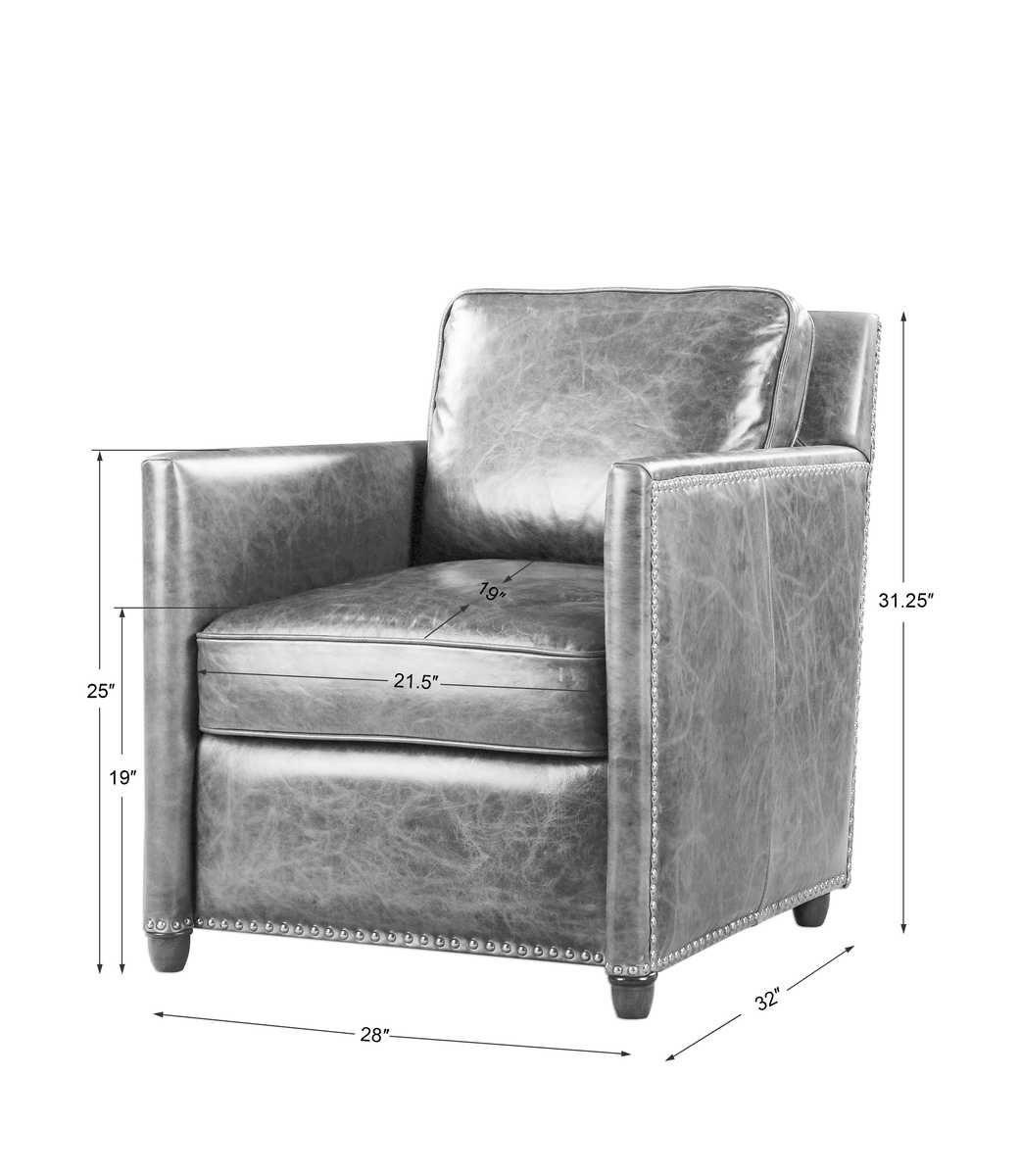 Roosevelt Club Chair - Smoke - Uttermost