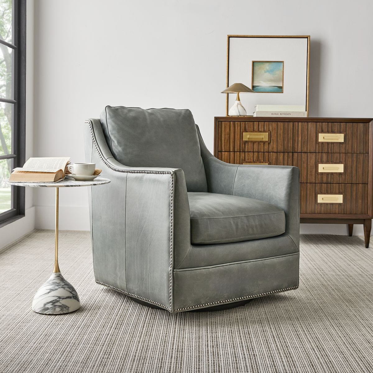 Drift Swivel Chair - Blue - Uttermost
