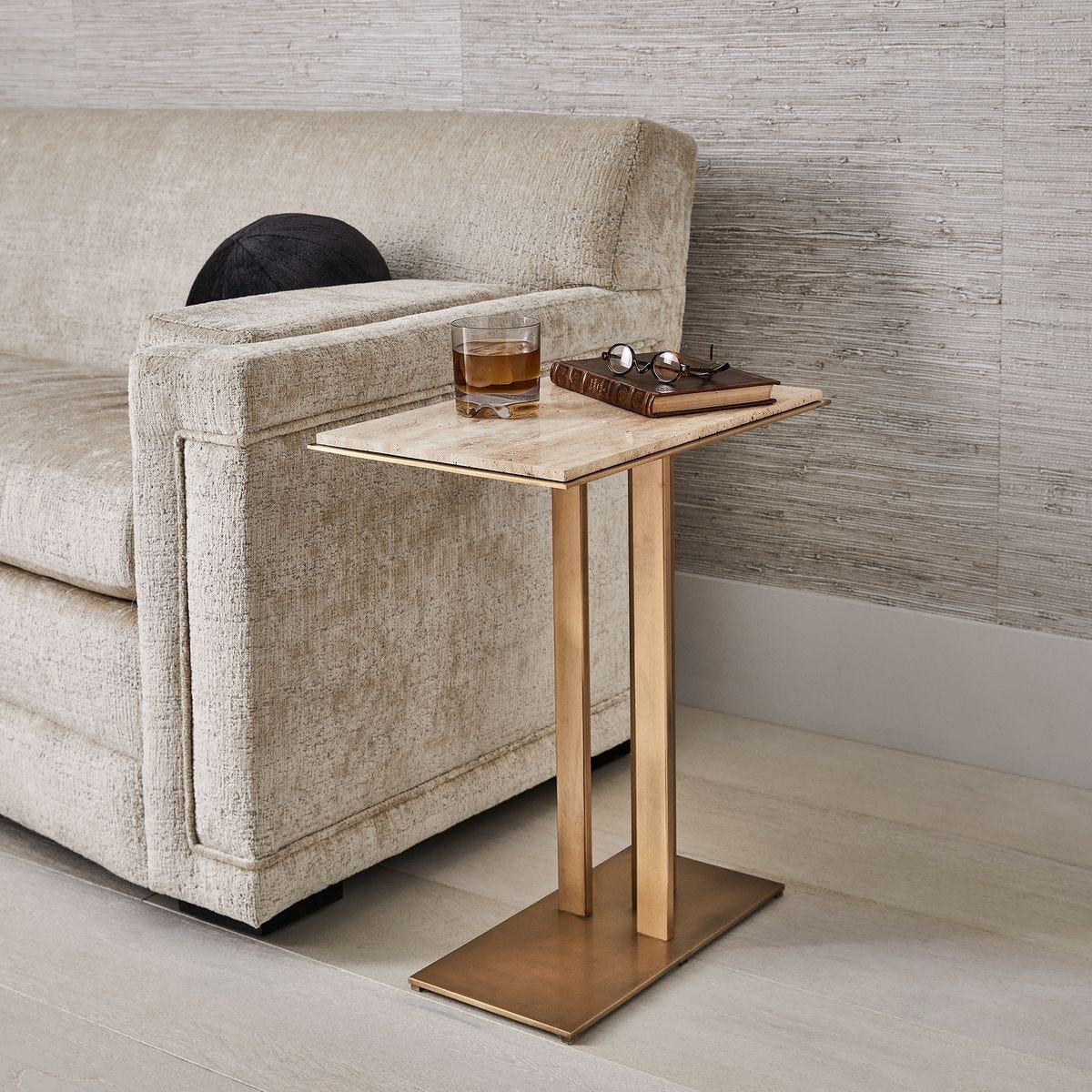 Cantilever Accent Table - Travertine view 4