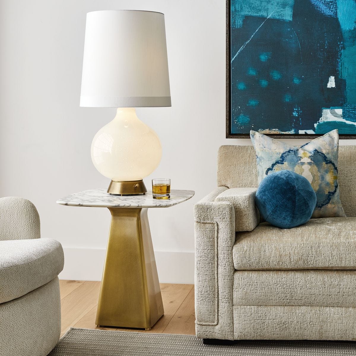 Equilateral Side Table - Arabescato/Brass, 2 Cartons - Uttermost