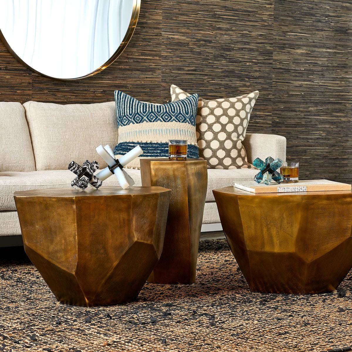 Cathenna Coffee Table - Brass Large - Uttermost