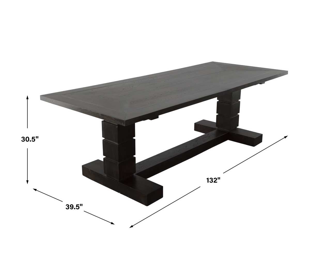 Black Magic Extension Dining Table, 2 CARTONS - Uttermost