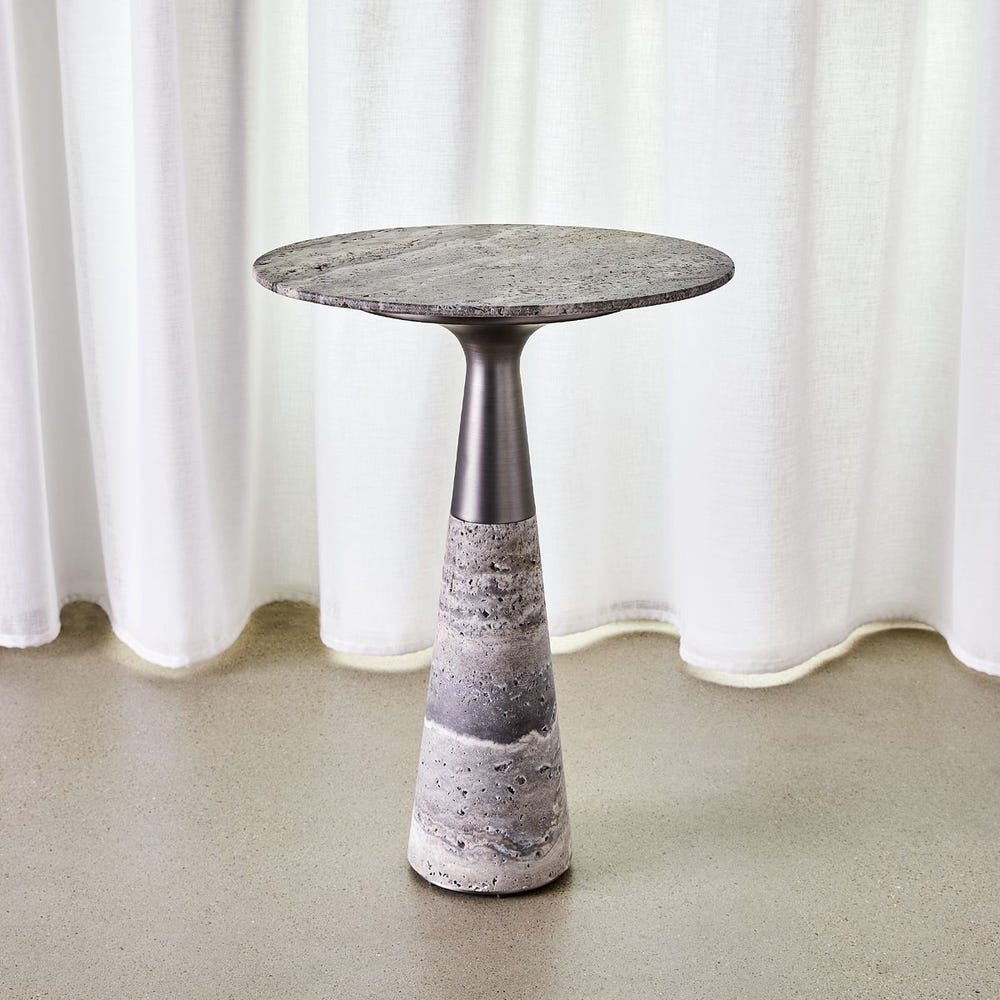 Pier Accent Table - Gray Travertine view 7