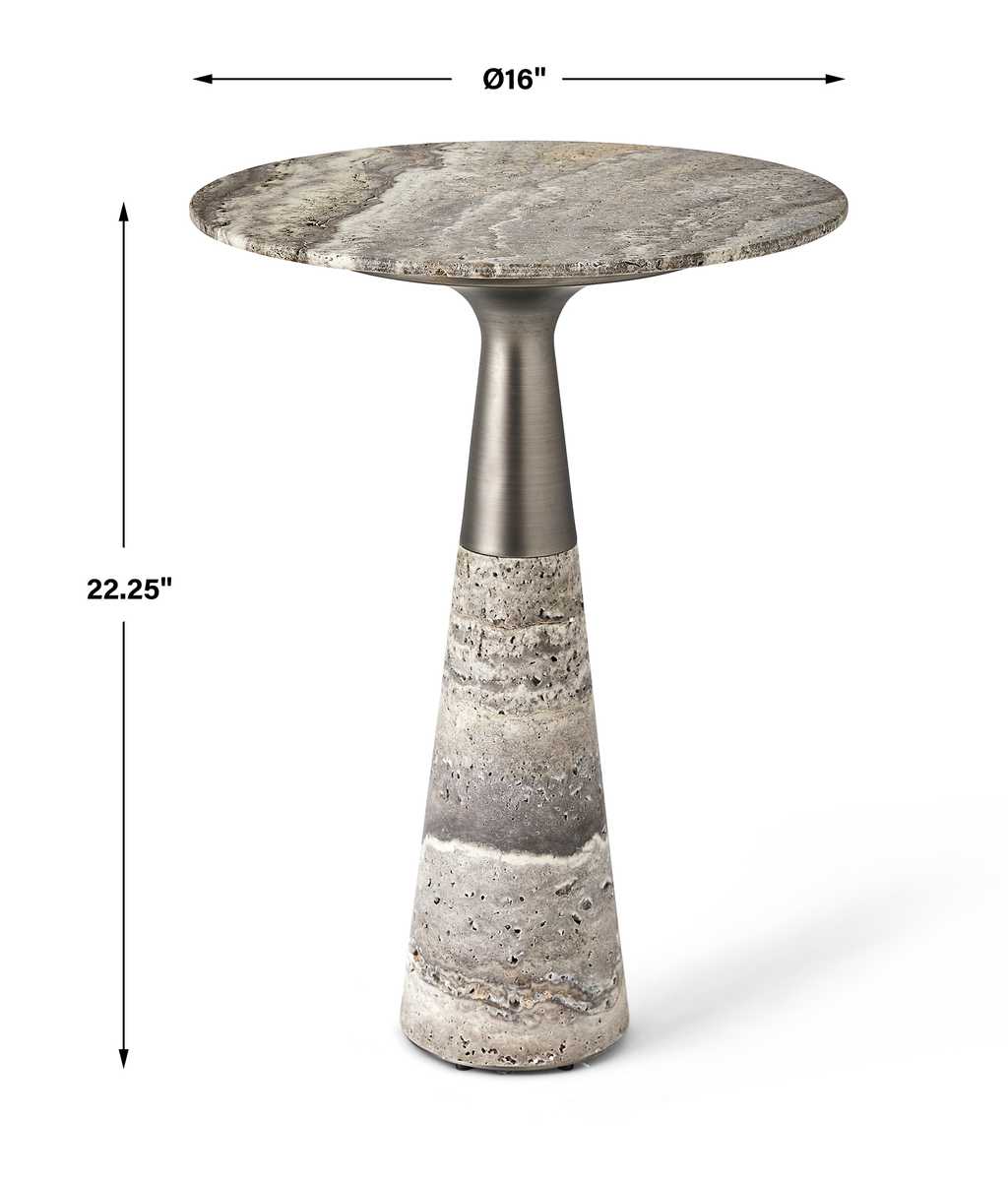 Pier Accent Table - Gray Travertine view 4