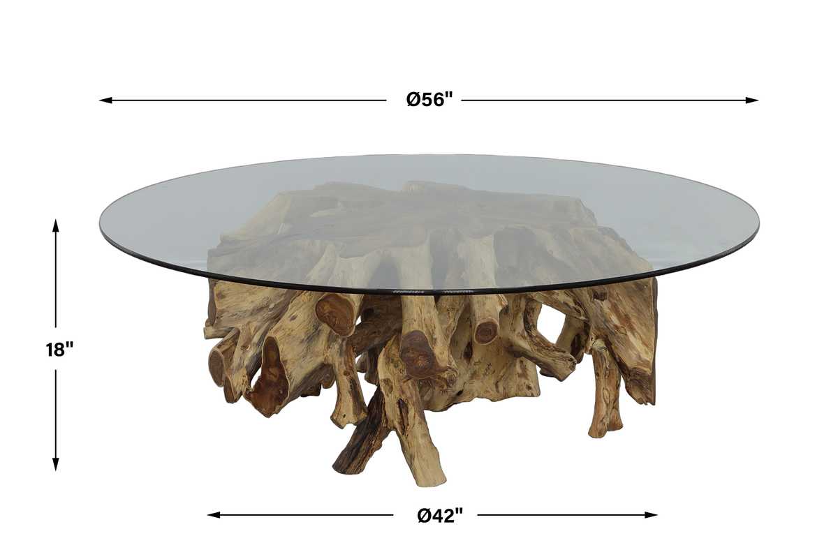 Center Root Coffee Table - Round, 56 Glass 2 CARTONS - Uttermost