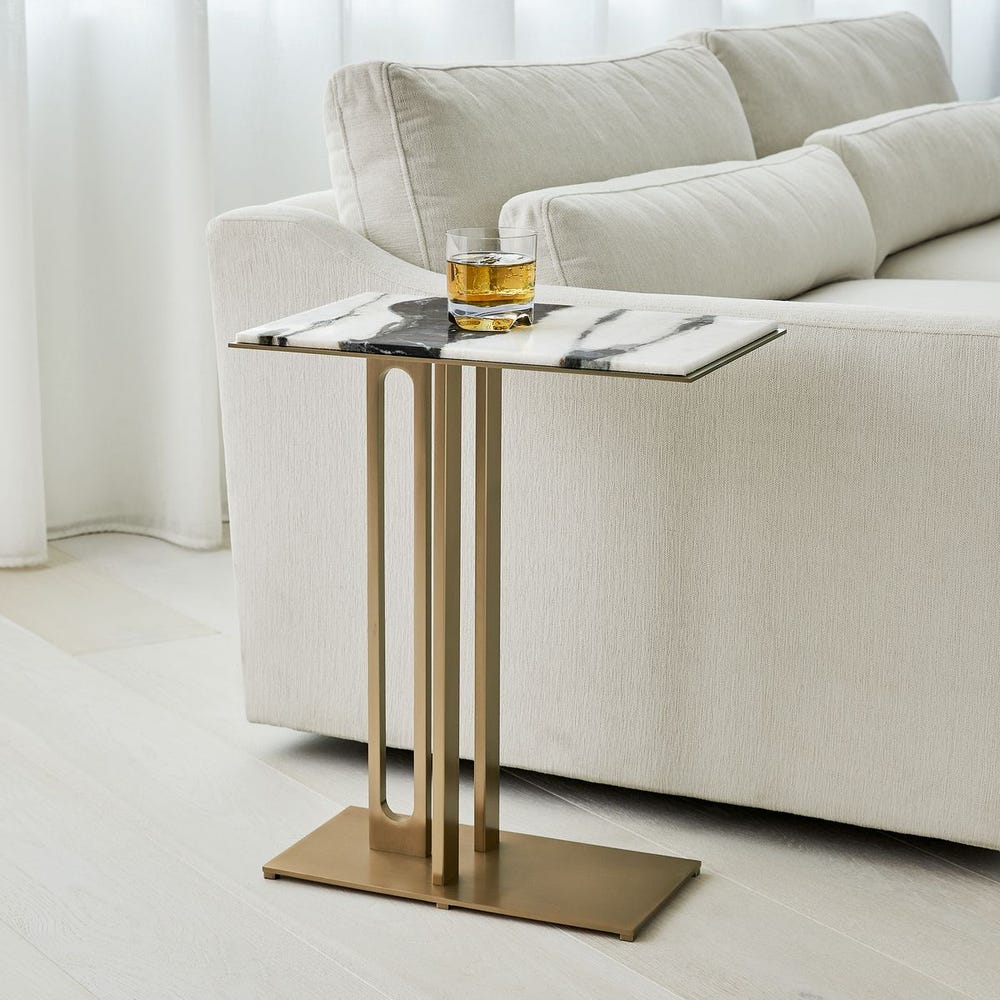 Cantilever Accent Table - Panda Marble