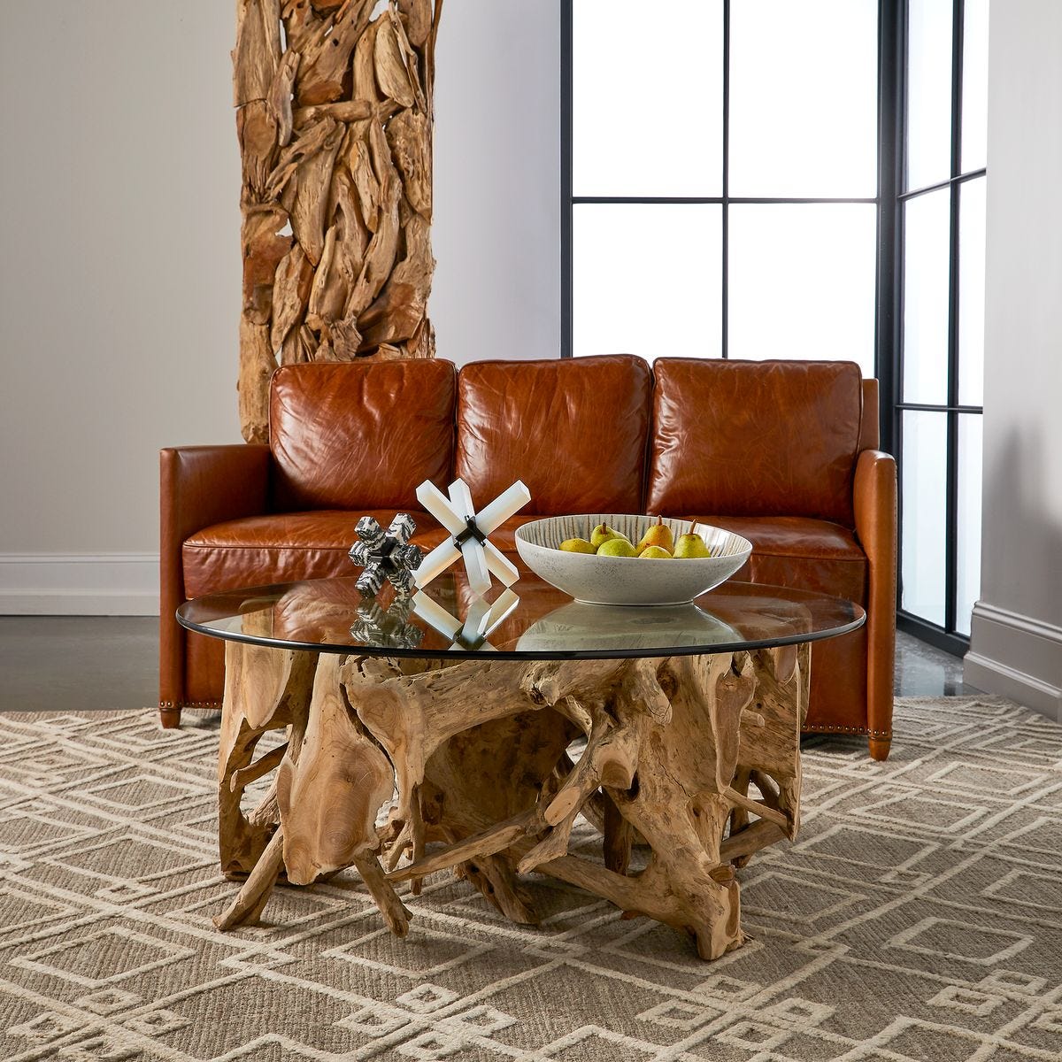 Center Root Coffee Table - Round, 46 Glass 2 CARTONS - Uttermost