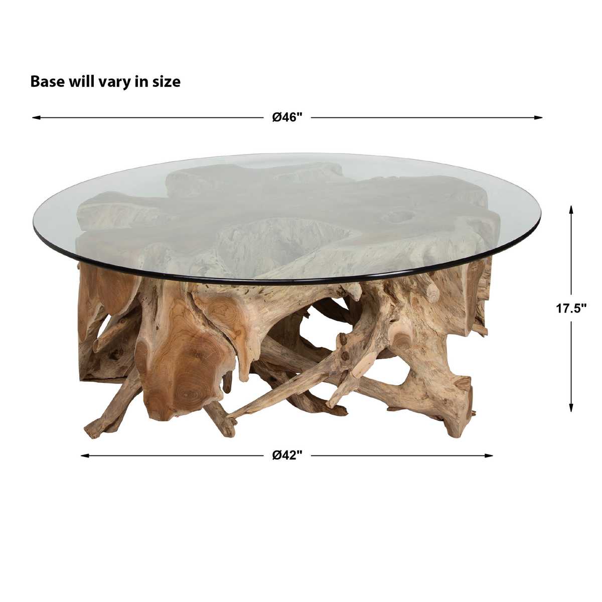 Center Root Coffee Table - Round, 46 Glass 2 CARTONS - Uttermost