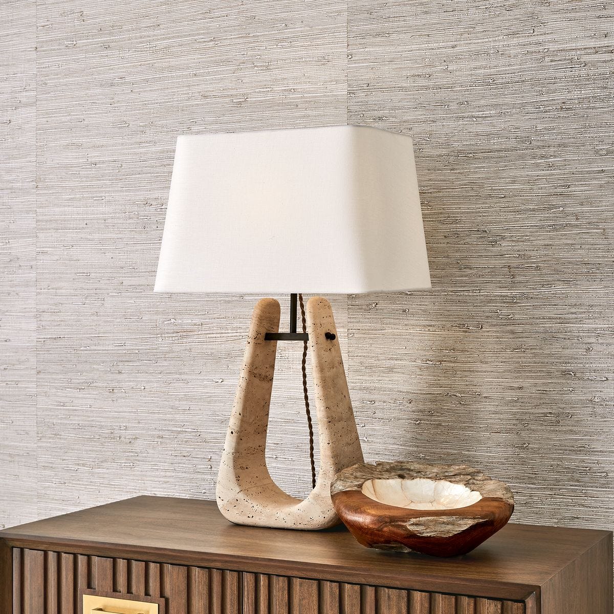 イタリアンアンティークウッドランプ Crossbow Table Lamp - Travertine - Revelation