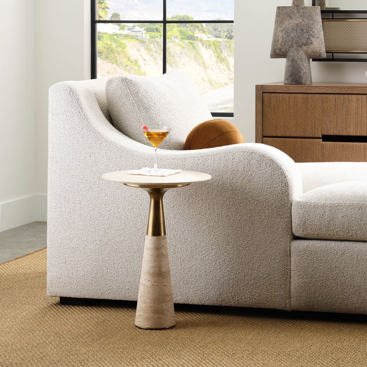 Pier Accent Table - Beige Travertine - Uttermost