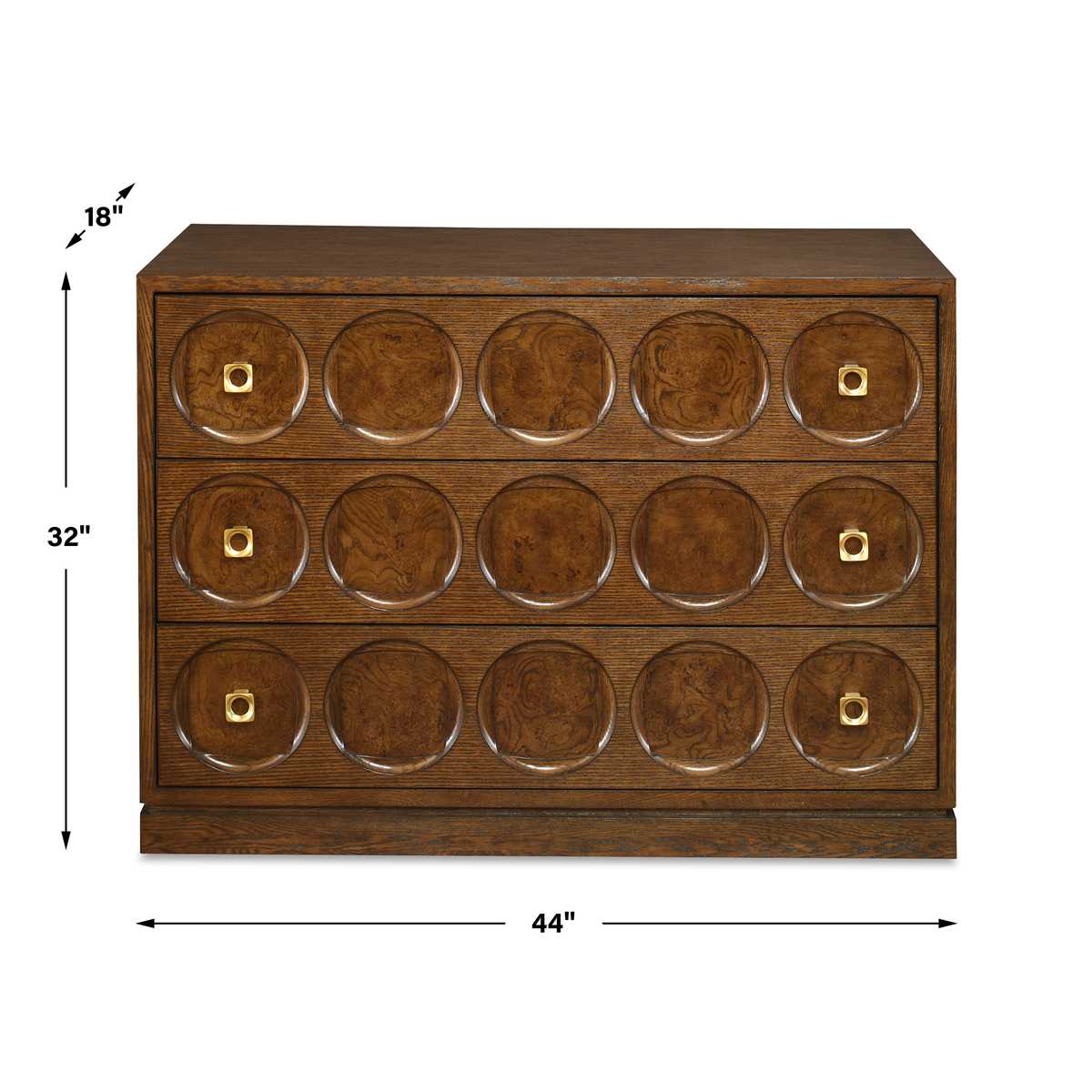 Roundabout 3 Drawer Chest - Cocoa Brown - Uttermost