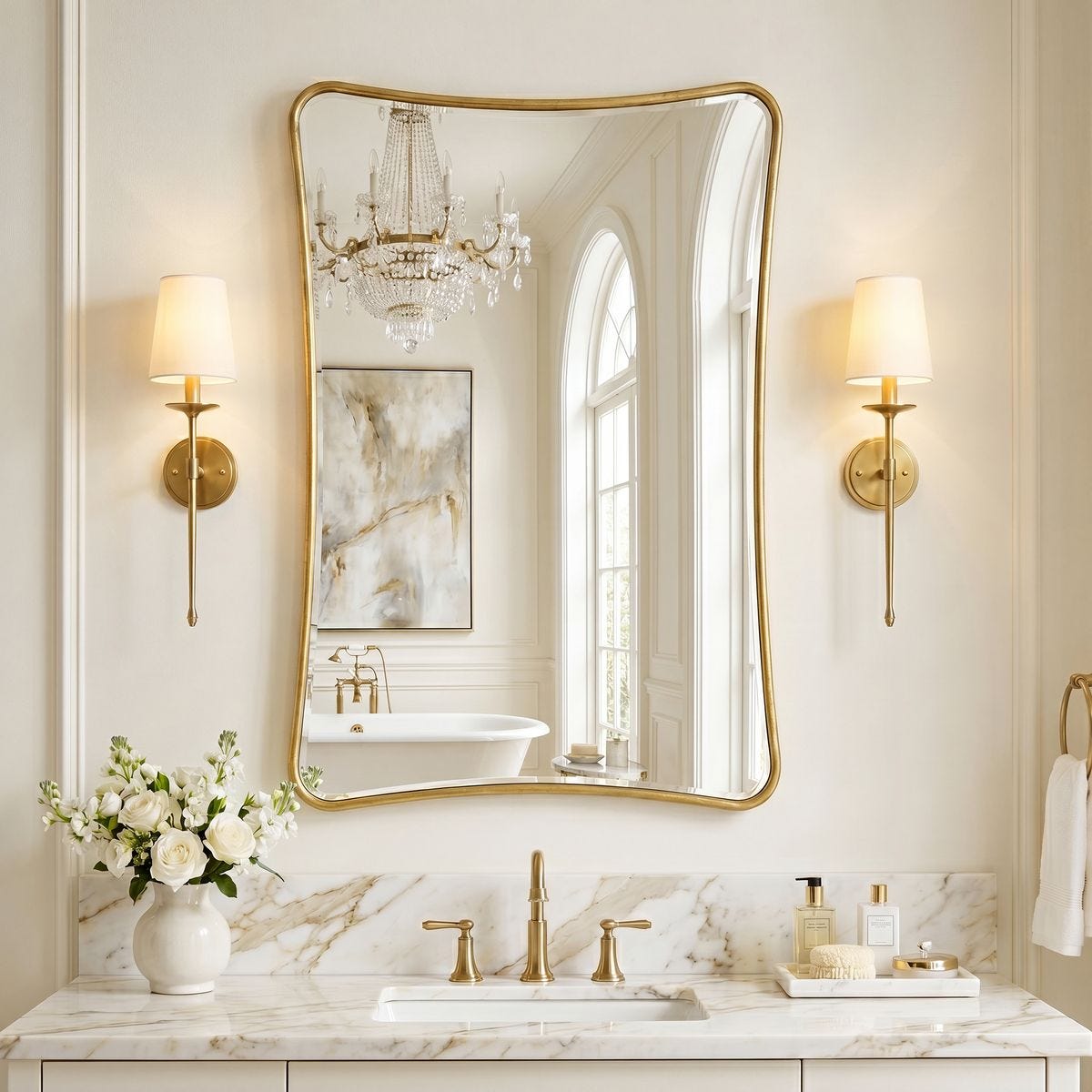 美品　UTTERMOSTアターマスト社製Gold Mirror大型鏡 MIRROR - Uttermost