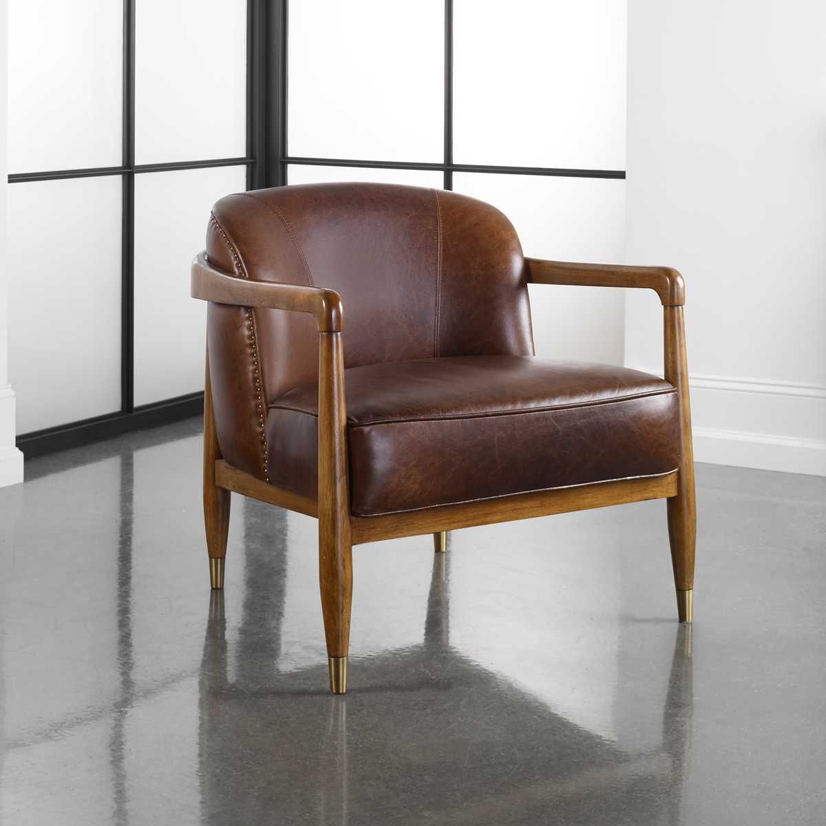 June Accent Chair - Black Leather - Revelation