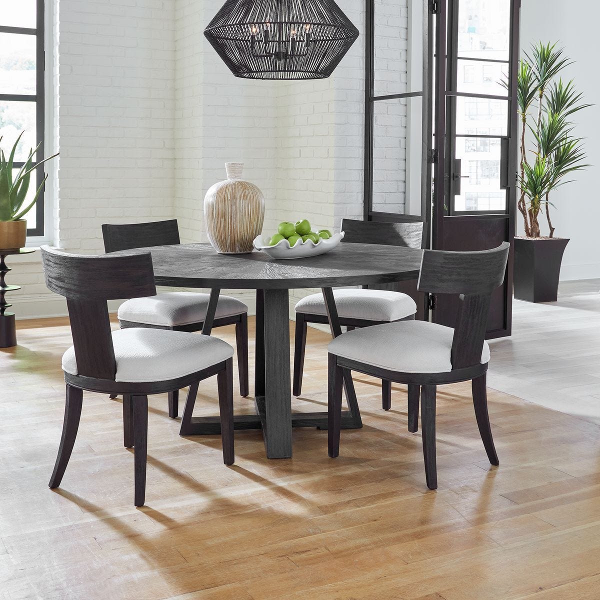 Gidran Dining Table, Black, 2 Cartons - Uttermost