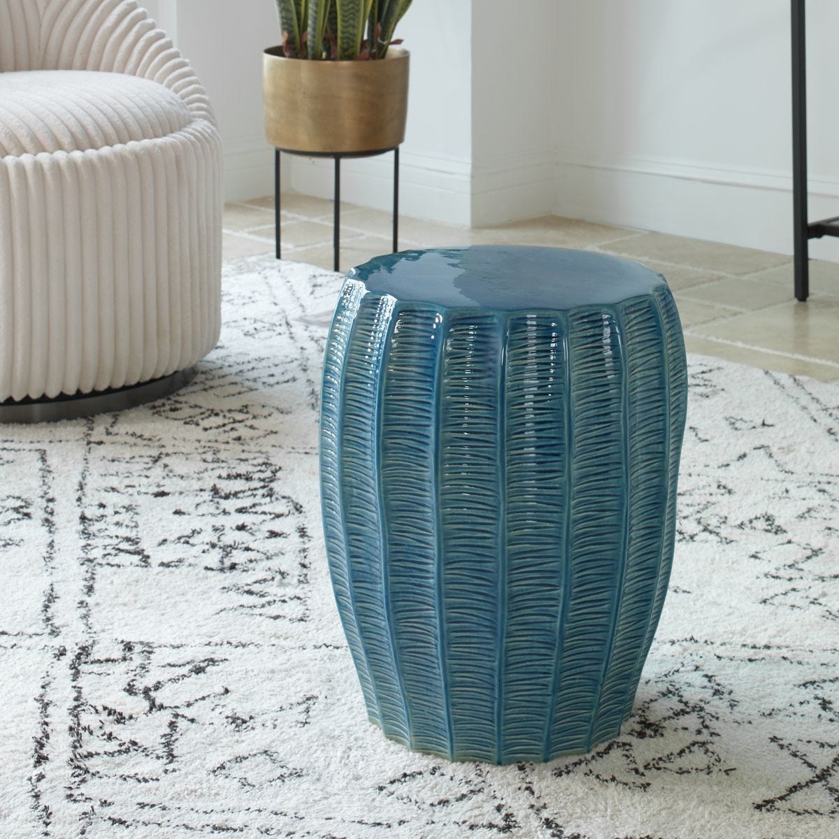 Harbor Garden Stool, Aqua - Uttermost