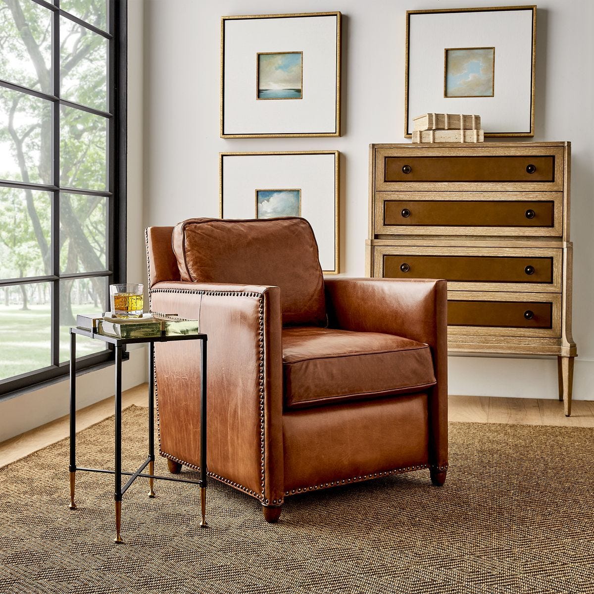 Roosevelt Swivel Chair - Cognac - Uttermost